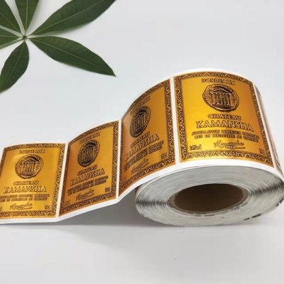 Altın Folyo Damgalı Etiketler Baskılı Etiketler Dikdörtgen Logo Rulo Gıda Şarap Şişesi Etiketleri Düğün