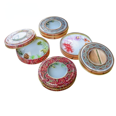Depolama Safran Teneke Kutular Kahve Şeffaf Pencere Altın 1g 2gram 3gram 5gram 10 Gram